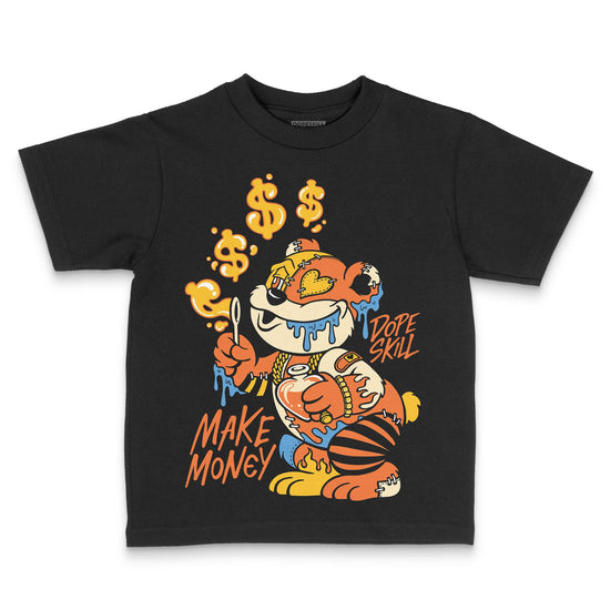 Orange, Black and White Sneakers DopeSkill Toddler Kids T-shirt Make Money Graphic Streetwear - Black