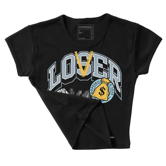 Jordan 13 “Blue Grey” DopeSkill Women's Crop Top Loser Lover Graphic Streetwear - Black