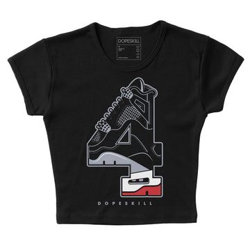 Jordan 4 “Bred Reimagined” DopeSkill Women's Crop Top No.4 Graphic Streetwear - Black