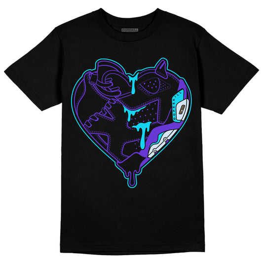 Jordan 6 "Aqua" DopeSkill T-Shirt Heart Jordan 6 Graphic Streetwear - Black 