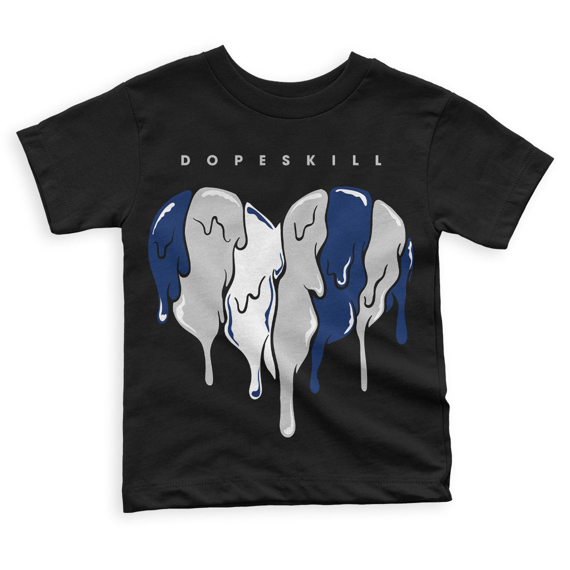  Jordan 13 French Blue DopeSkill Toddler Kids T-shirt Slime Drip Heart Graphic Streetwear - Black