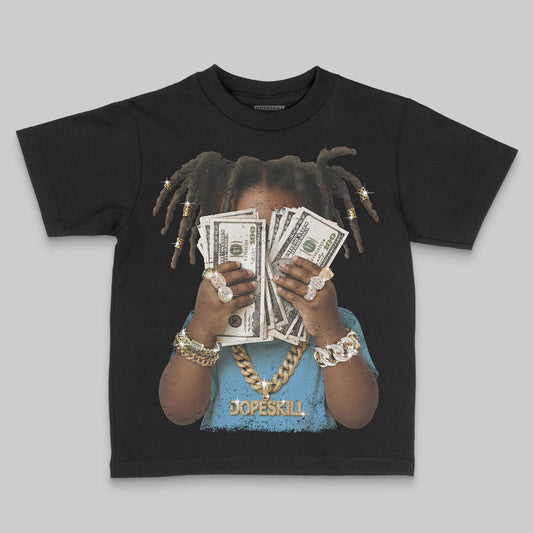 Jordan 14 Retro Black and University Blue DopeSkill Toddler Kids T-shirt Rich Youth Graphic Streetwear - black