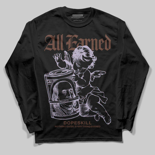 Harris Tweed x Dunk Low Denim Turquoise and Baroque Brown DopeSkill Long Sleeve T-Shirt All Earned Graphic Streetwear - Black