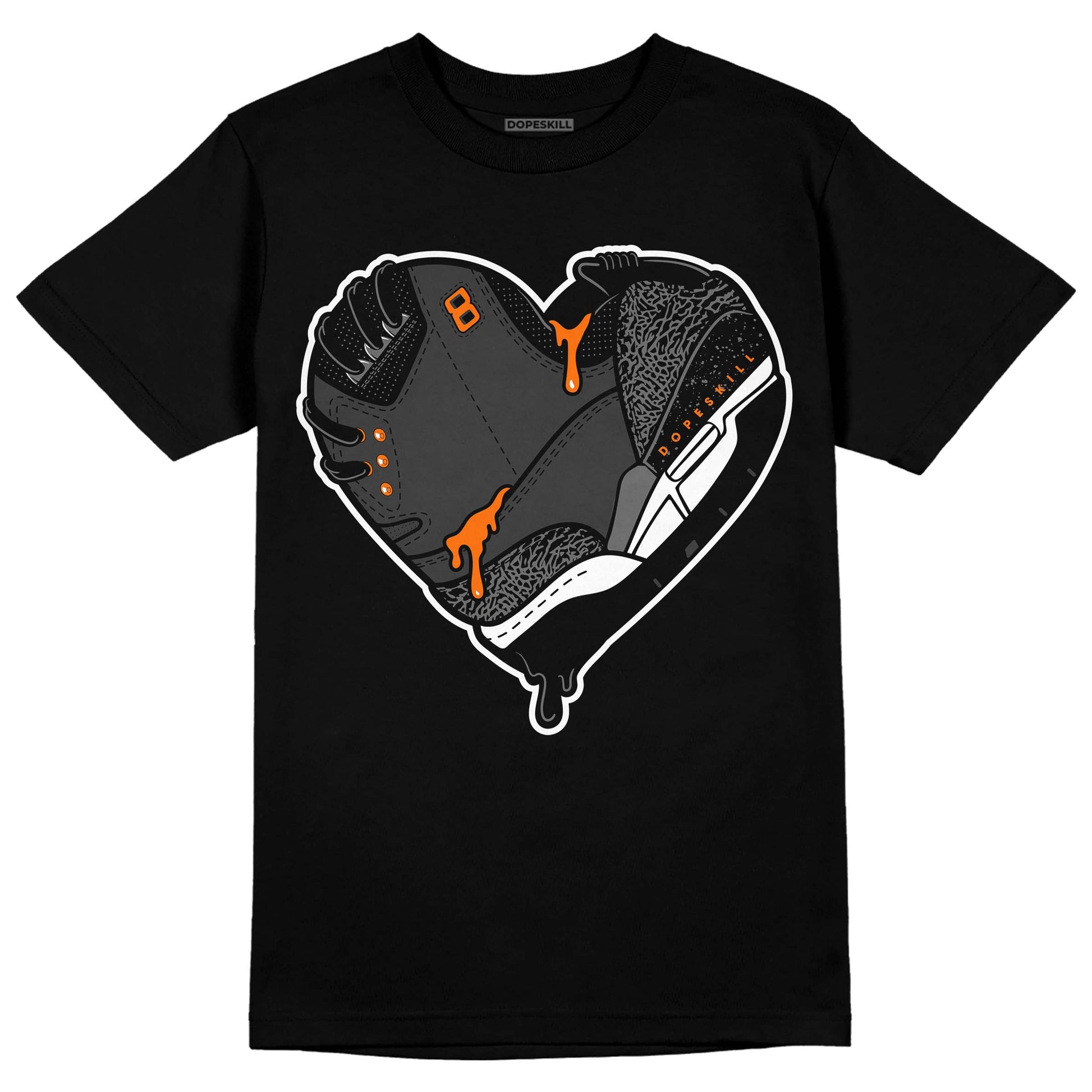 Jordan 3 Retro 'Fear Pack' DopeSkill T-Shirt Heart Jordan 3 Graphic Streetwear - Black