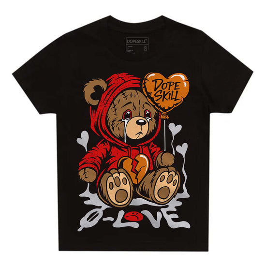 Jordan 4 Retro Red Cement DopeSkill Toddler Kids T-shirt Broken Bear Graphic Streetwear - Black