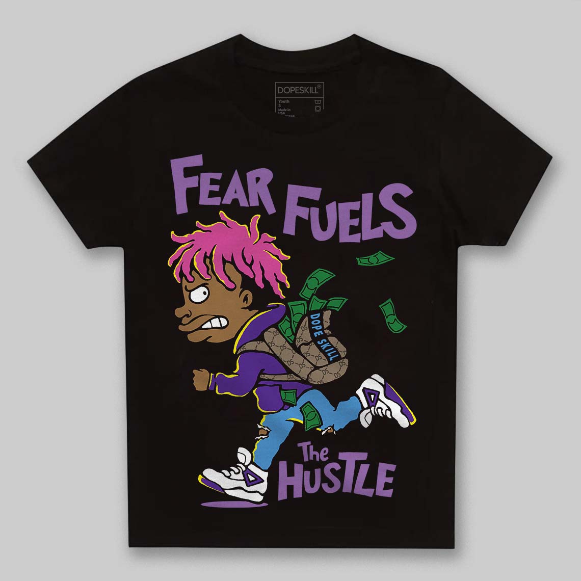 PURPLE Sneakers DopeSkill Toddler Kids T-shirt Fear Fuels The Hustle Graphic Streetwear - Black