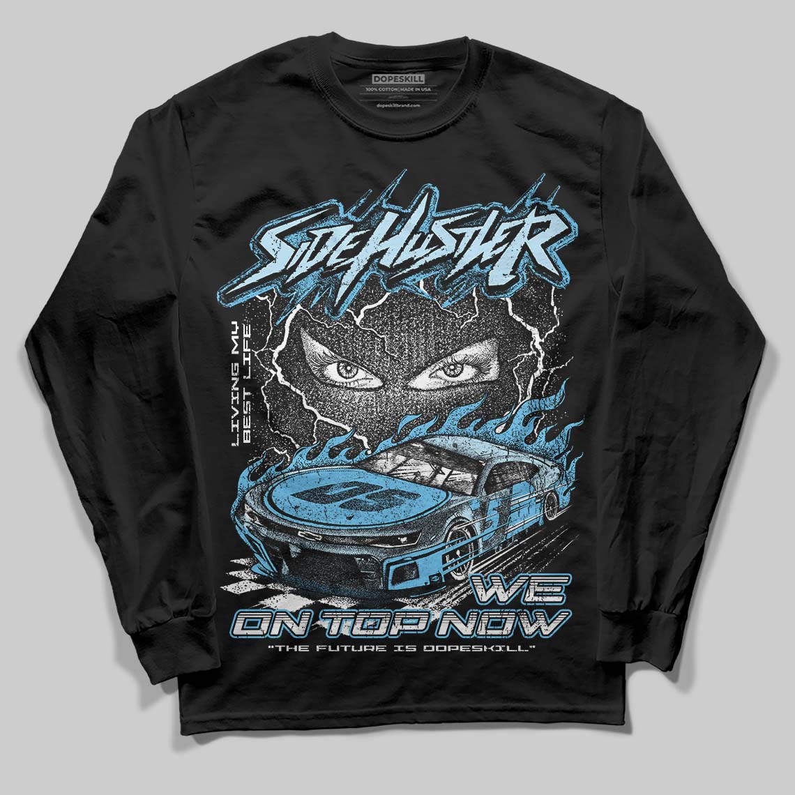 Jordan 11 Retro Legend Blue DopeSkill Long Sleeve T-Shirt Flexin' Graphic Streetwear - Black