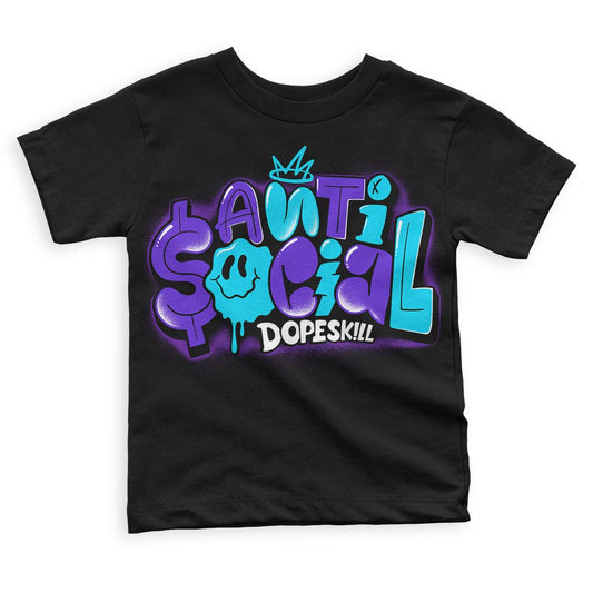 Jordan 6 "Aqua" DopeSkill Toddler Kids T-shirt Anti Social Graphic Streetwear - Black