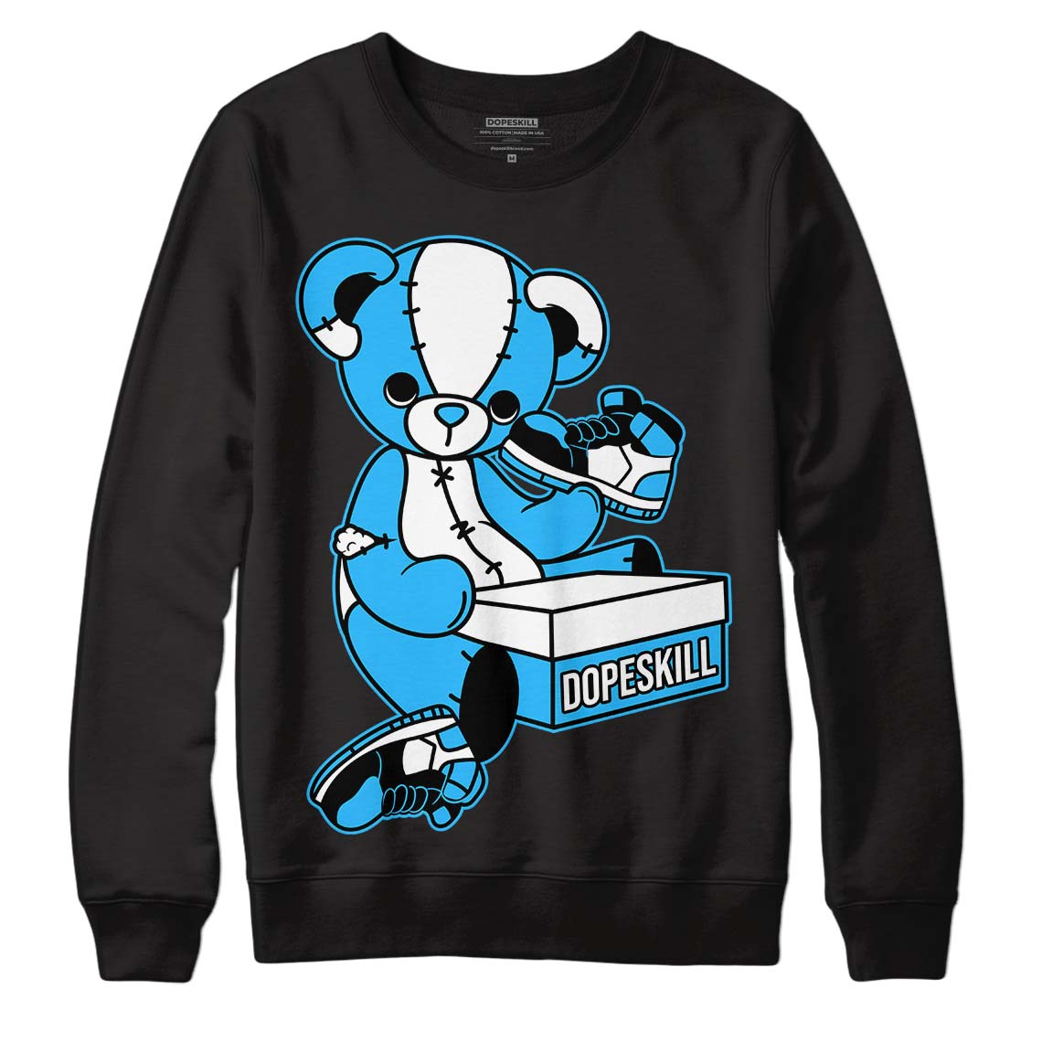 Jordan 1 High Retro OG “University Blue” DopeSkill Sweatshirt Sneakerhead BEAR Graphic Streetwear - Black