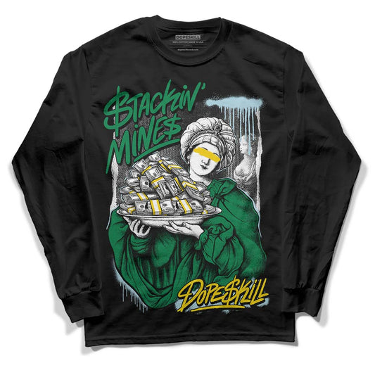 Jordan 5 “Lucky Green” DopeSkill Long Sleeve T-Shirt Stackin Mines Graphic Streetwear - Black