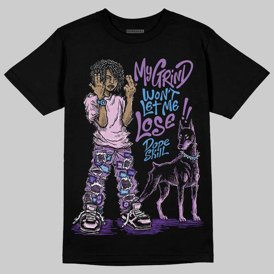 PURPLE Sneakers DopeSkill T-Shirt My Grind Won't Let Me Lose Graphic Streetwear - Black