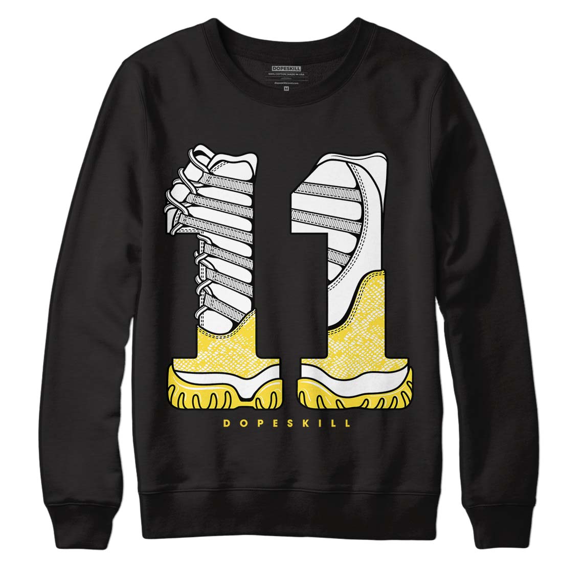 Jordan 11 Low 'Yellow Snakeskin' DopeSkill Sweatshirt No.11 Graphic Streetwear - Black