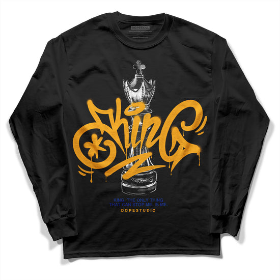 Dunk Blue Jay and University Gold DopeSkill Long Sleeve T-Shirt King Chess Graphic Streetwear - Black