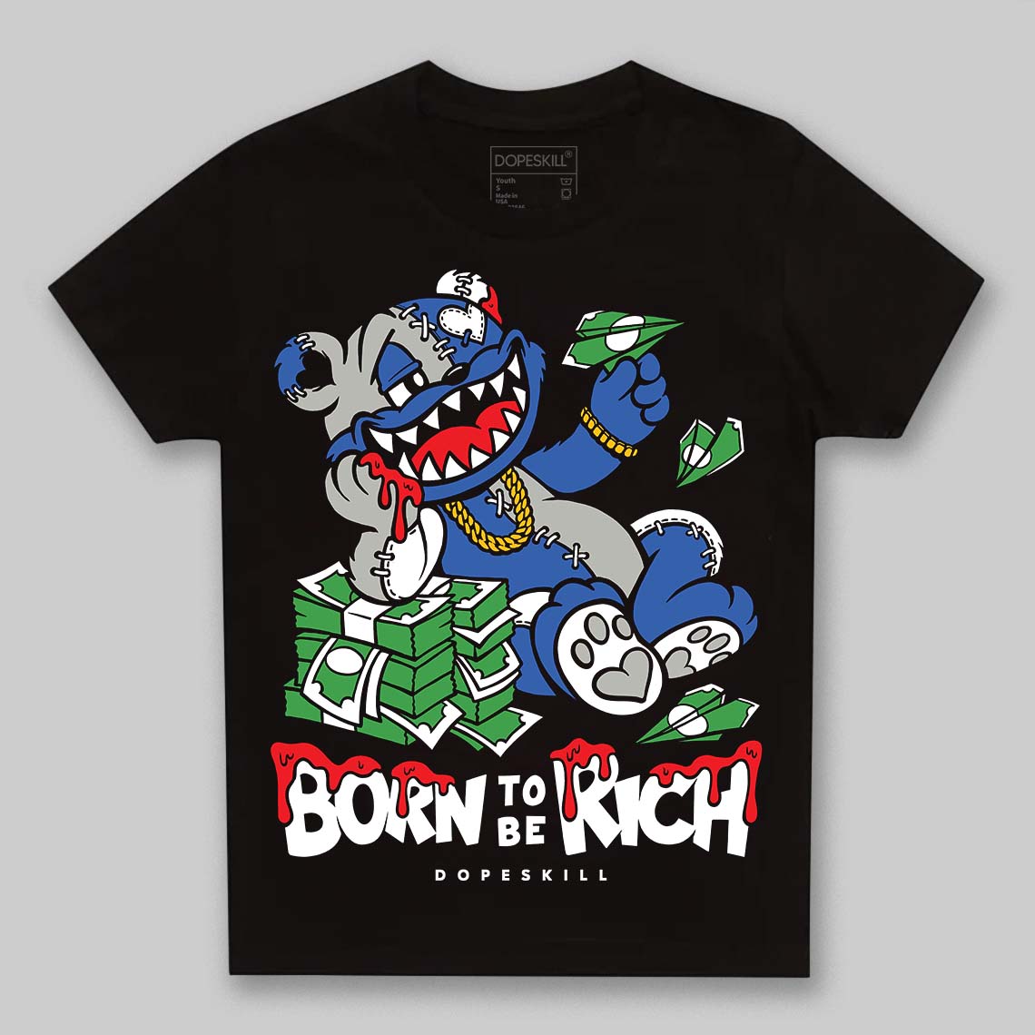 Jordan 3 “Lucky Shorts” DopeSkill Toddler Kids T-shirt Born To Be Rich Graphic Streetwear - black