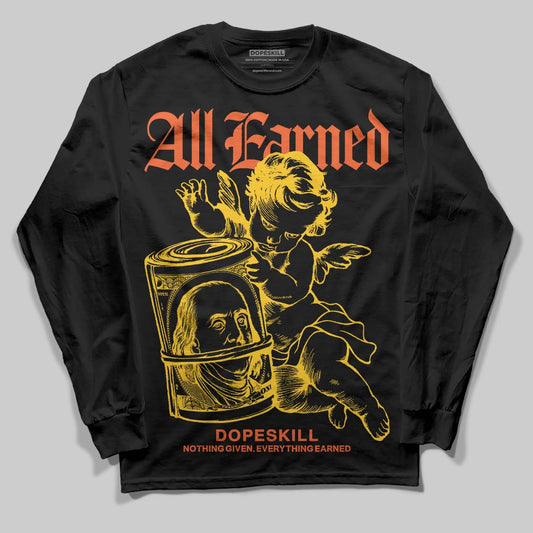 Yellow Sneakers DopeSkill Long Sleeve T-Shirt All Earned Graphic Streetwear - black