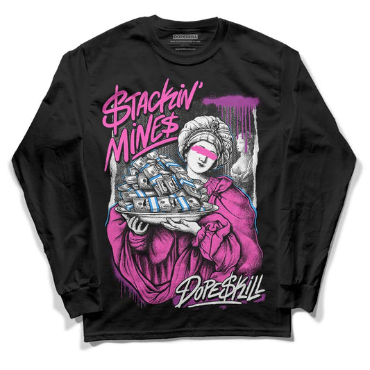 Jordan 4 GS “Hyper Violet” DopeSkill Long Sleeve T-Shirt Stackin Mines Graphic Streetwear - Black