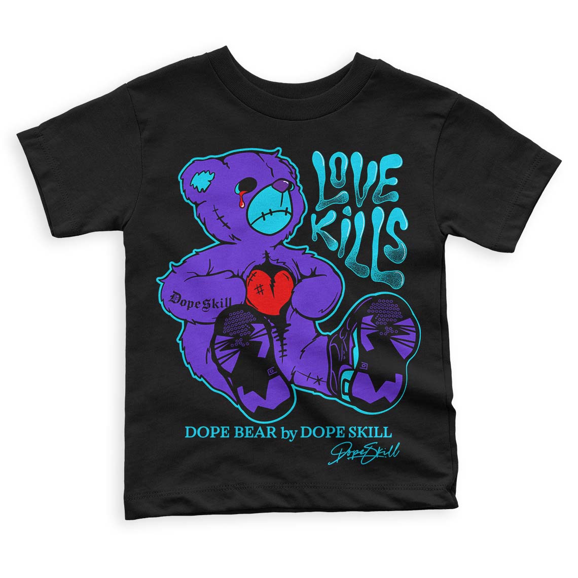 Jordan 6 "Aqua" DopeSkill Toddler Kids T-shirt Love Kills Graphic Streetwear - Black 