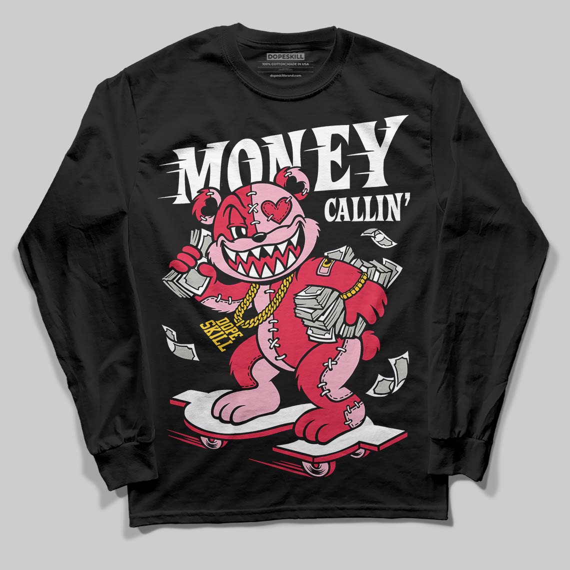 Dunk Low Valentine's Day (2026) DopeSkill Long Sleeve T-Shirt Money Callin' Graphic Streetwear - Black
