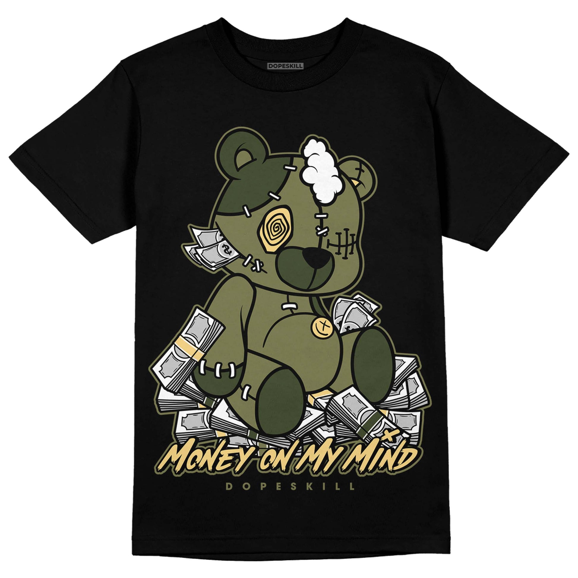 Jordan 4 Retro SE Craft Medium Olive DopeSkill T-Shirt MOMM Bear Graphic Streetwear - Black