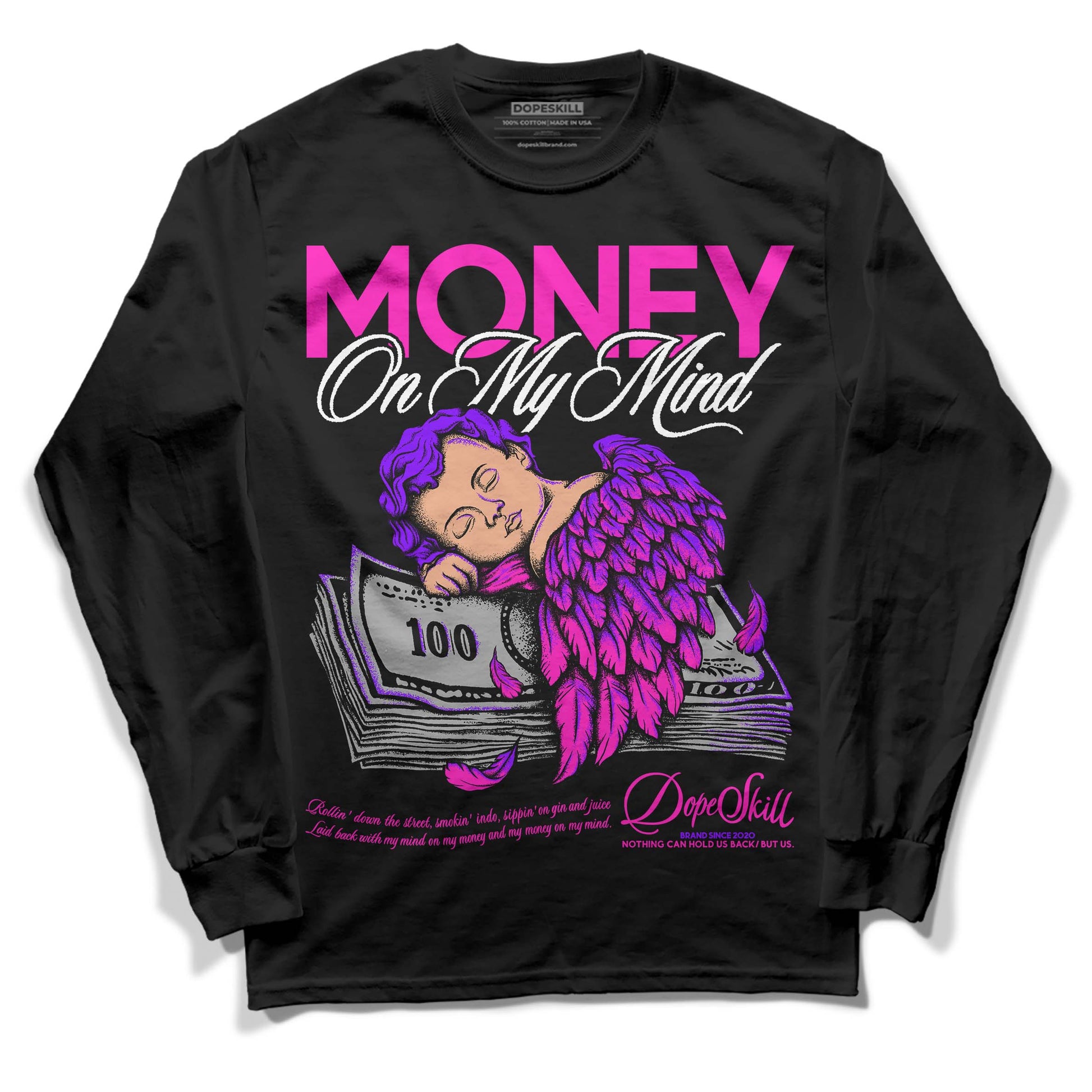 Dunk Low GS “Active Fuchsia” DopeSkill Long Sleeve T-Shirt MOMM Graphic Streetwear - Black