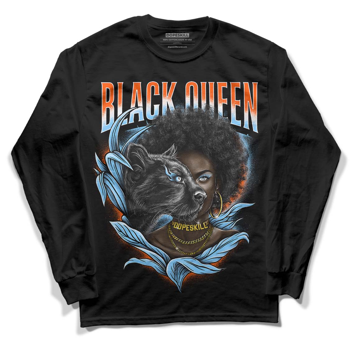 Dunk Low Futura University Blue DopeSkill Long Sleeve T-Shirt New Black Queen Graphic Streetwear - Black