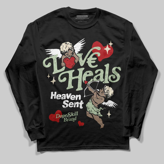 Jordan 4 WMNS “Seafoam” (2025) DopeSkill Long Sleeve T-Shirt New Love Heals Graphic Streetwear - Black