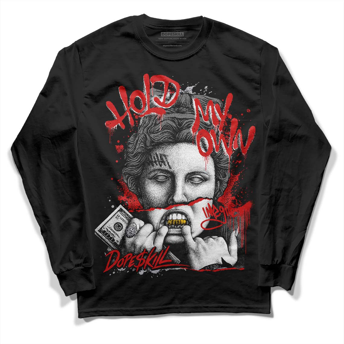 Jordan 13 “Wolf Grey” DopeSkill Long Sleeve T-shirt Hold My Own Graphic Streetwear - Black