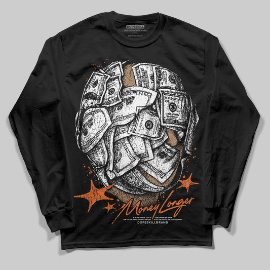 Orange, Black and White Sneakers DopeSkill Long Sleeve T-Shirt Money Longer Graphic Streetwear - Black