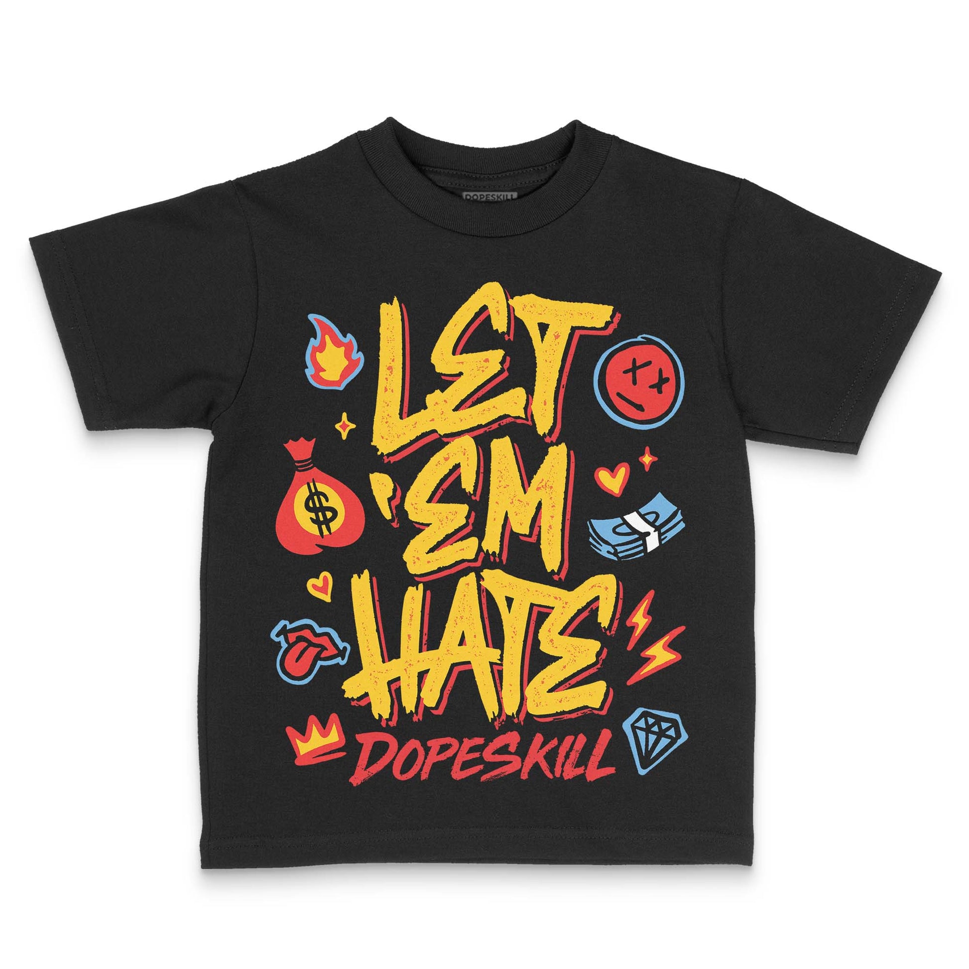 Yellow Sneakers DopeSkill Toddler Kids T-shirt Let 'em Hate Graphic Streetwear - Black
