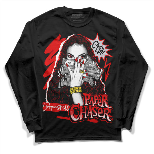 Jordan 4 Retro Red Cement DopeSkill Long Sleeve T-Shirt NPC Graphic Streetwear - Black