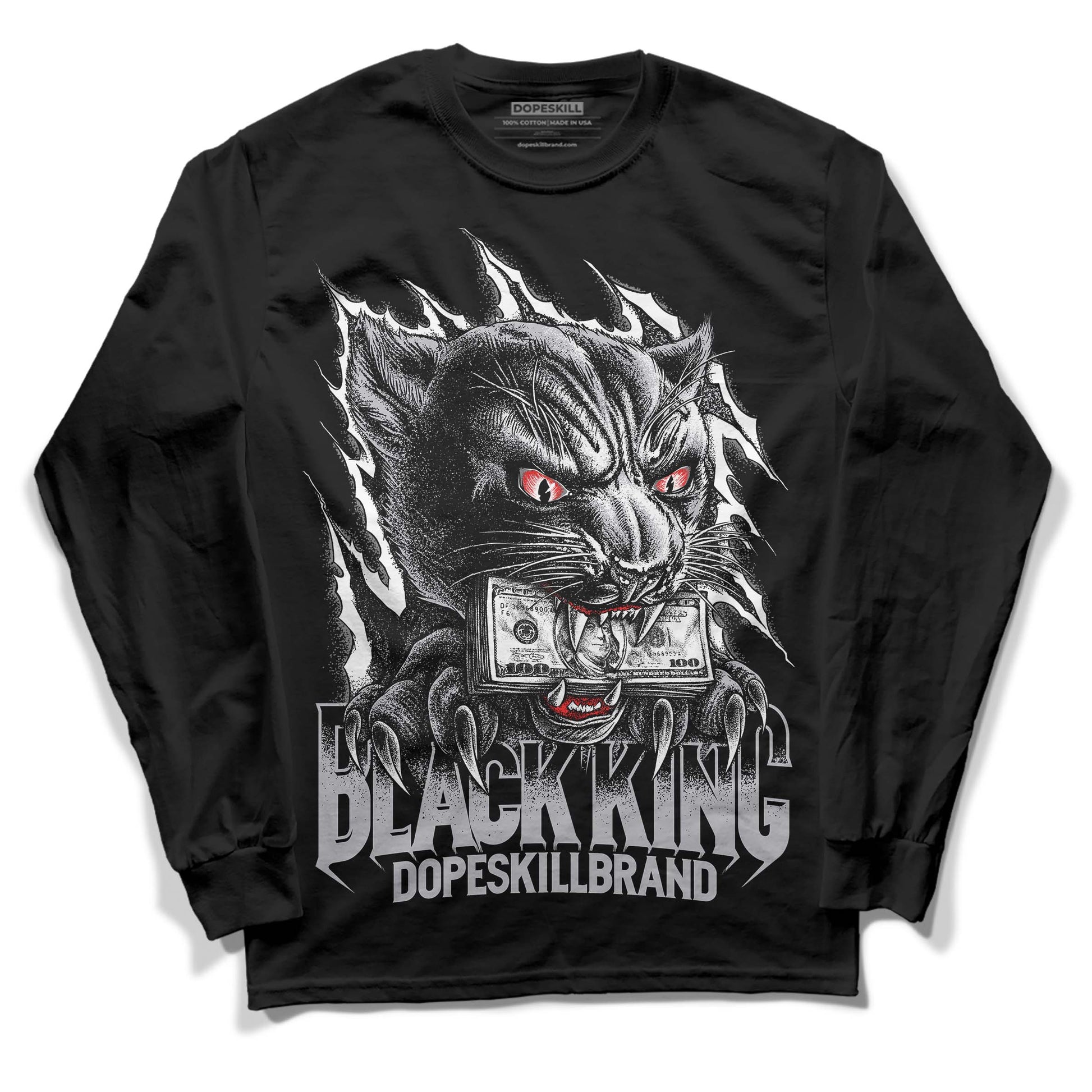 Grey Sneakers DopeSkill Long Sleeve T-Shirt Black King Graphic Streetwear - Black