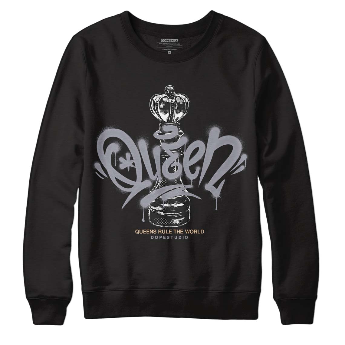 Jordan 4 Retro Frozen Moments DopeSkill Sweatshirt Queen Chess Graphic Streetwear - Black 