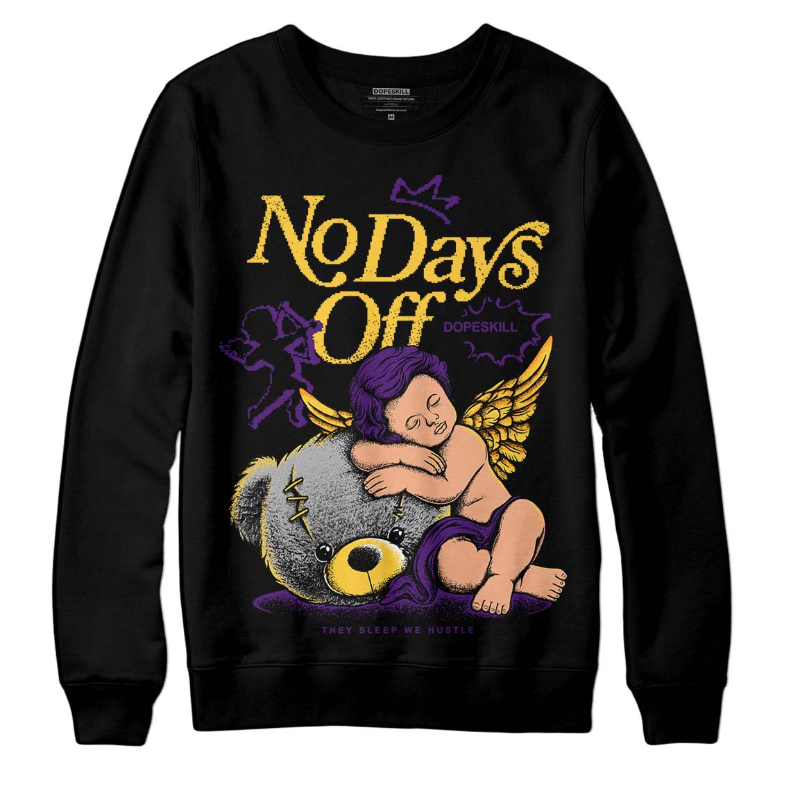 Jordan 12 “Field Purple” DopeSkill Sweatshirt New No Days Off Graphic Streetwear - Black