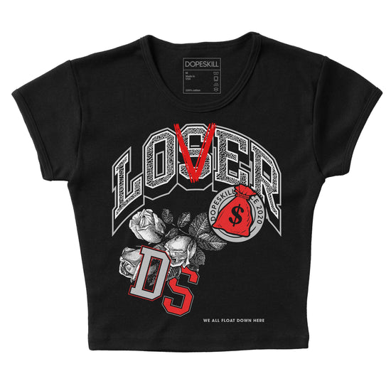 Jordan Spizike Low Bred DopeSkill Women's Crop Top Loser Lover Graphic Streetwear - Black