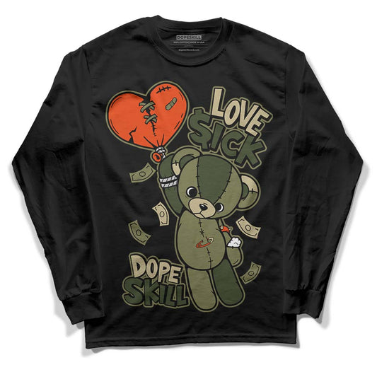 Olive Sneakers DopeSkill Long Sleeve T-Shirt Love Sick Graphic Streetwear - Black