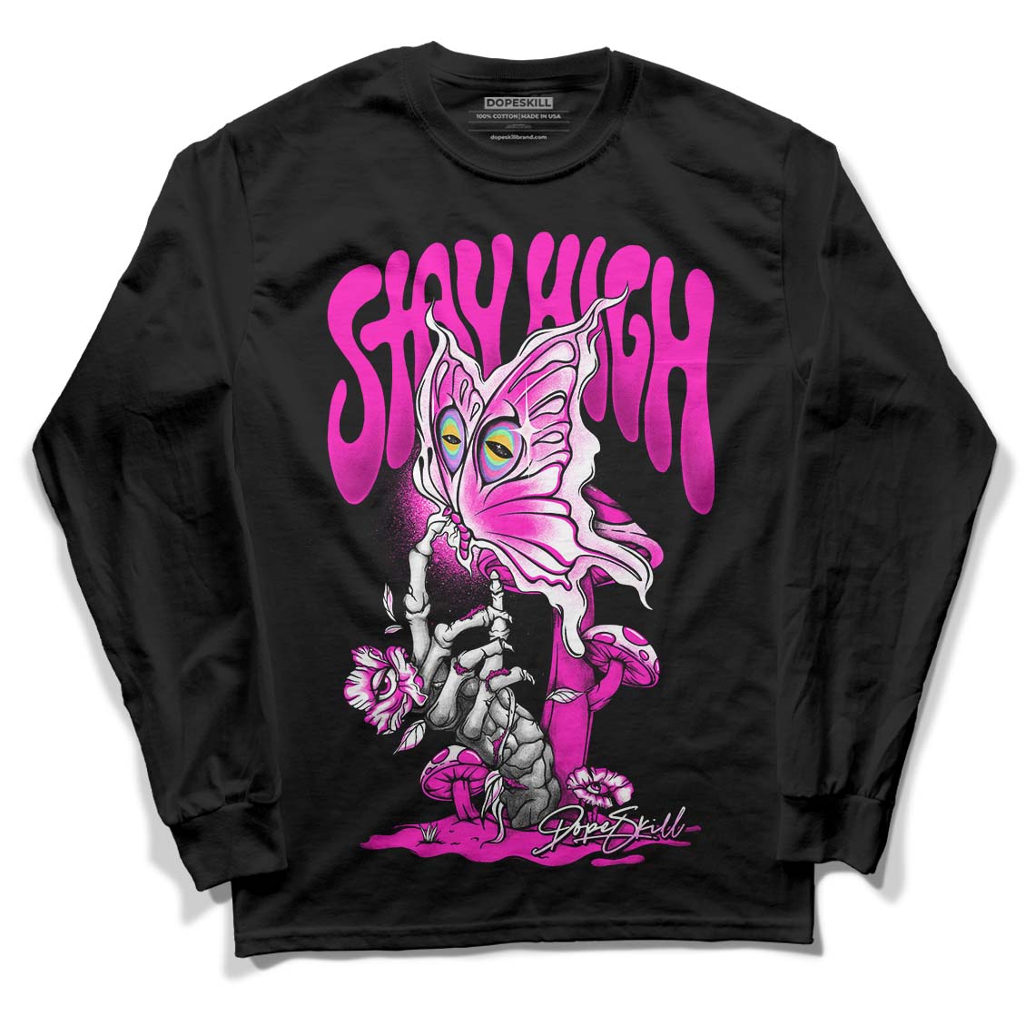 Dunk Low GS “Active Fuchsia” DopeSkill Long Sleeve T-Shirt Stay High Graphic Streetwear - Black