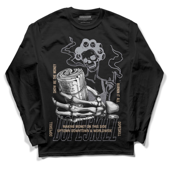 Jordan 4 Retro Frozen Moments DopeSkill Long Sleeve T-Shirt Show Me The Money Graphic Streetwear - Black 