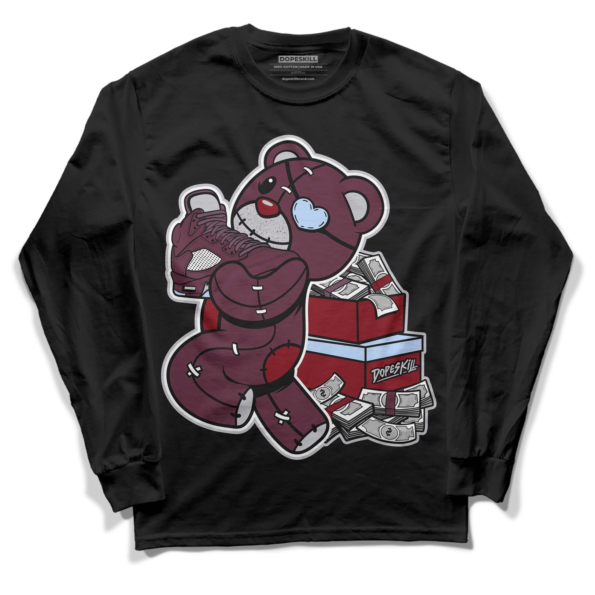 Jordan 5 Retro Burgundy (2023) DopeSkill Long Sleeve T-Shirt Bear Steals Sneaker Graphic Streetwear - Black