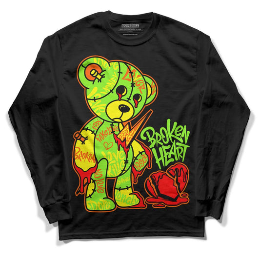 Neon Green Sneakers DopeSkill Long Sleeve T-Shirt Broken Heart Graphic Streetwear