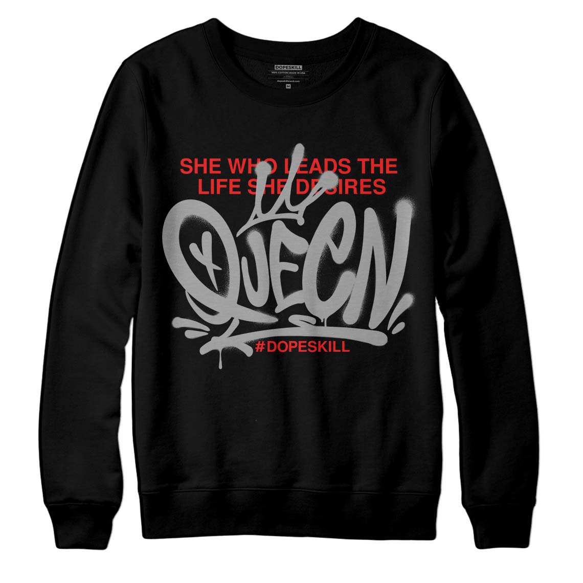 Grey Sneakers DopeSkill Sweatshirt Queen Graphic Streetwear - Black