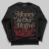 Jordan 9 'Olive' DopeSkill Long Sleeve T-Shirt Money Is Our Motive Typo Graphic Streetwear - Black