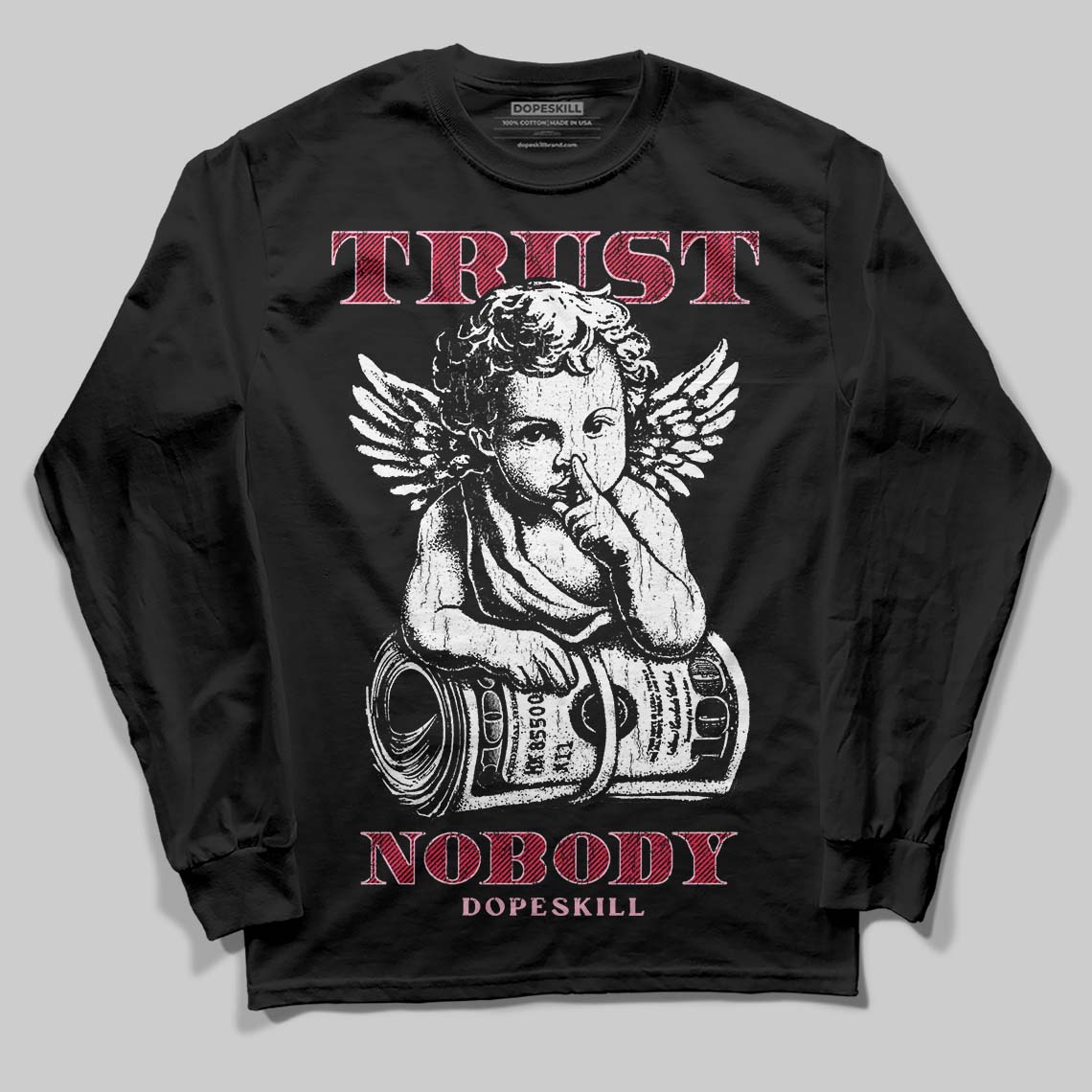 Dunk Low Valentine's Day (2026) DopeSkill Long Sleeve T-Shirt Trust Nobody Graphic Streetwear - Black