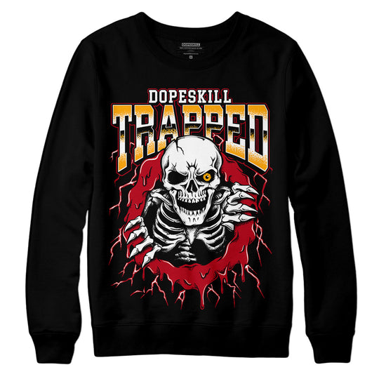 Jordan 7 Retro Cardinal DopeSkill Sweatshirt Trapped Halloween Graphic Streetwear  - Black 