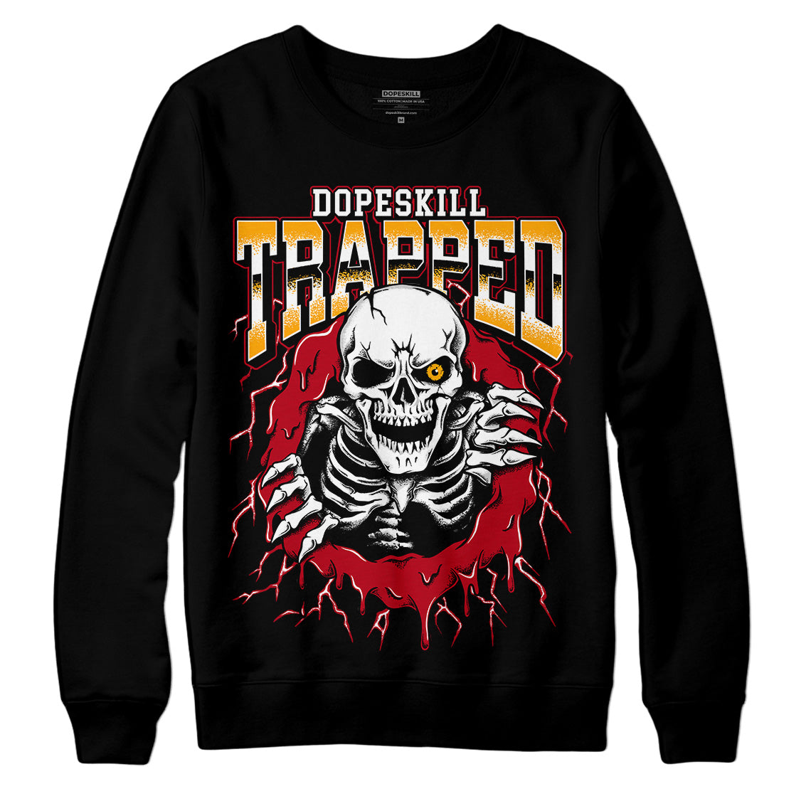 Jordan 7 Retro Cardinal DopeSkill Sweatshirt Trapped Halloween Graphic Streetwear  - Black 