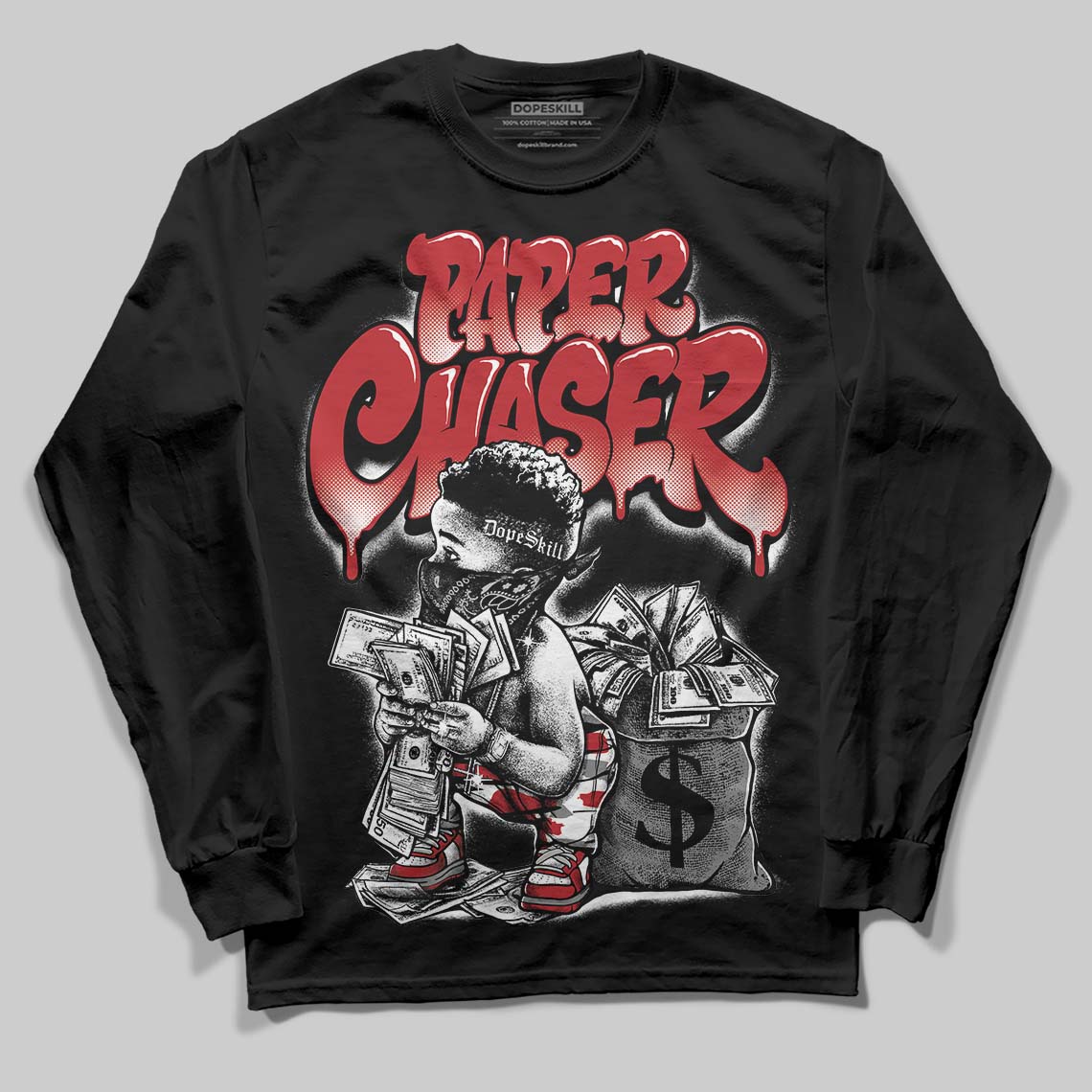 Jordan 8 Retro Bugs Bunny (2025) DopeSkill Long Sleeve T-Shirt Paper Chaser Boy Graphic Streetwear - black