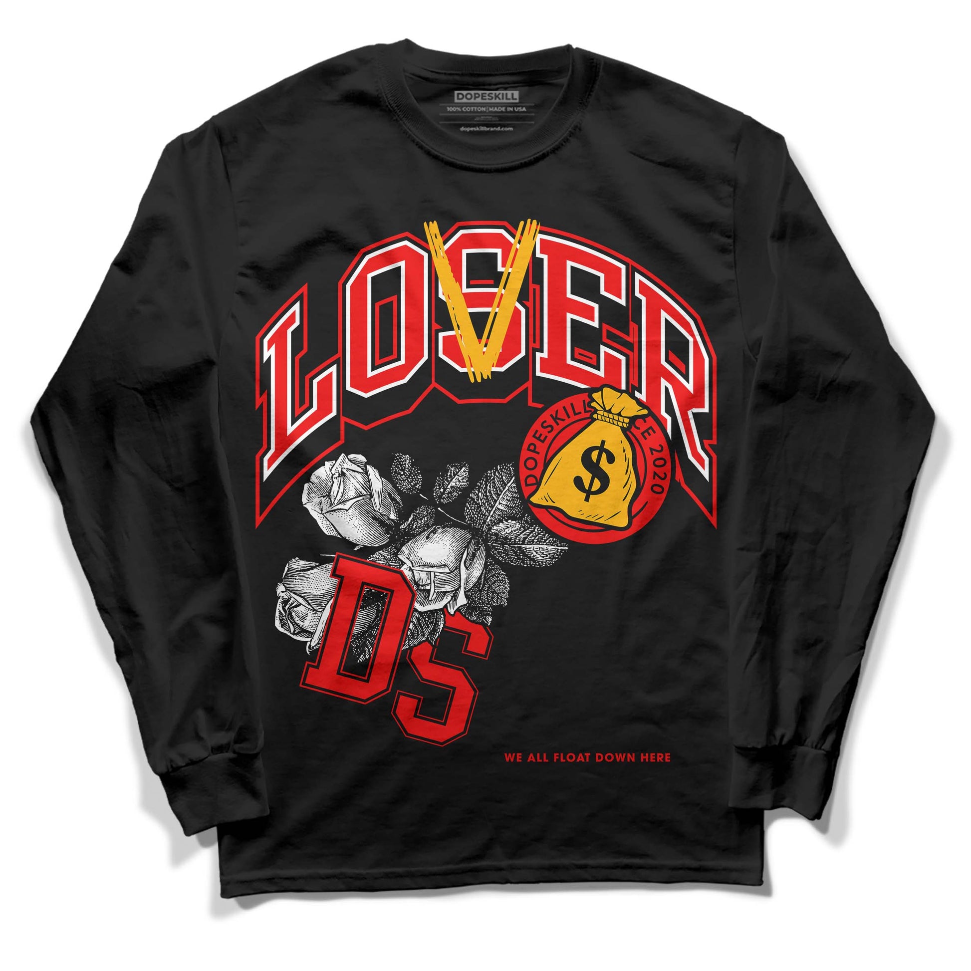 Red Sneakers DopeSkill Long Sleeve T-Shirt Loser Lover Graphic Streetwear - Black