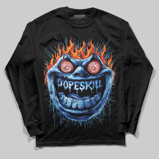 Royal Blue Sneakers DopeSkill Long Sleeve T-Shirt Hellfire Graphic Streetwear - Black