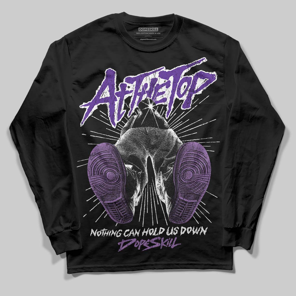 PURPLE Sneakers DopeSkill Long Sleeve T-Shirt Nothing Can Hold US Down Graphic Streetwear - Black