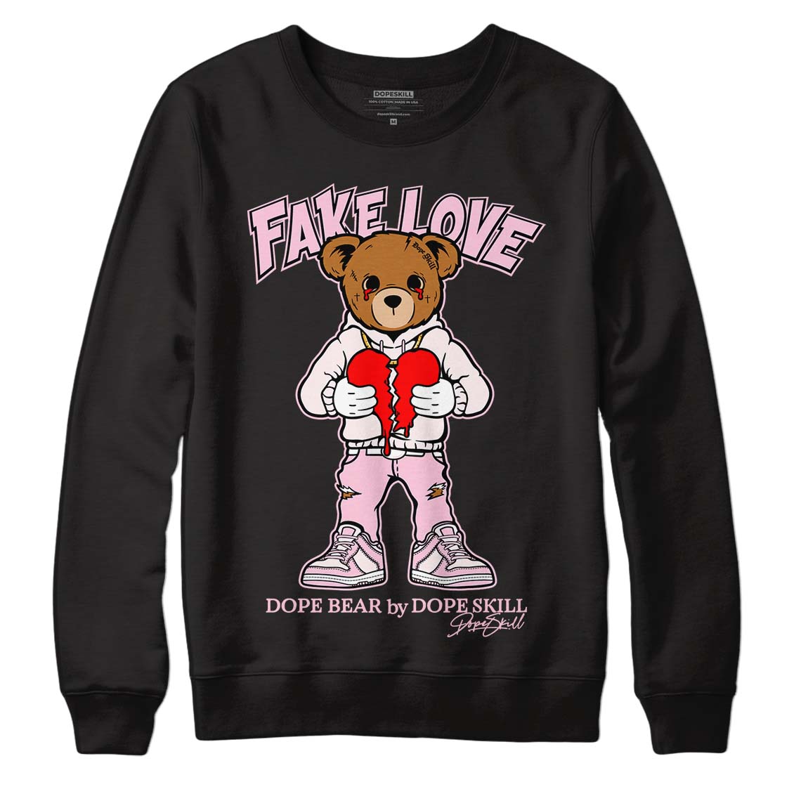 Dunk Low LX Pink Foam DopeSkill Sweatshirt Fake Love Graphic Streetwear - Black