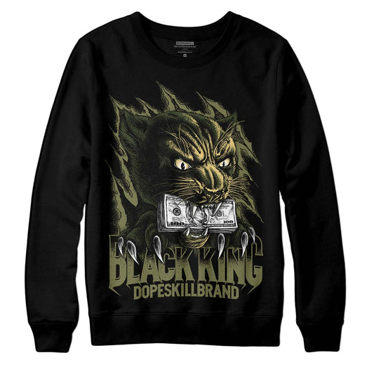 Jordan 4 Retro SE Craft Medium Olive DopeSkill Sweatshirt Black King Graphic Streetwear - Black